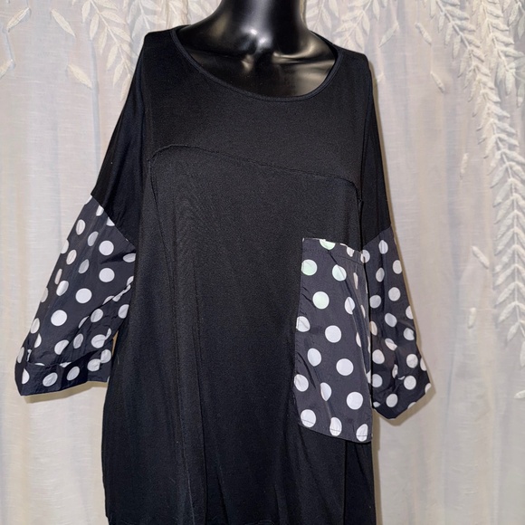 JASON, Comfy Black Tunic with Polka Dot Sleeves – Size L - Picture 4 of 15